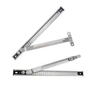 Side hung window wind support limiter with two connecting rods